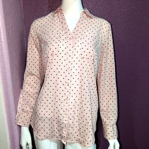 Talbots light pink polka dots top size small